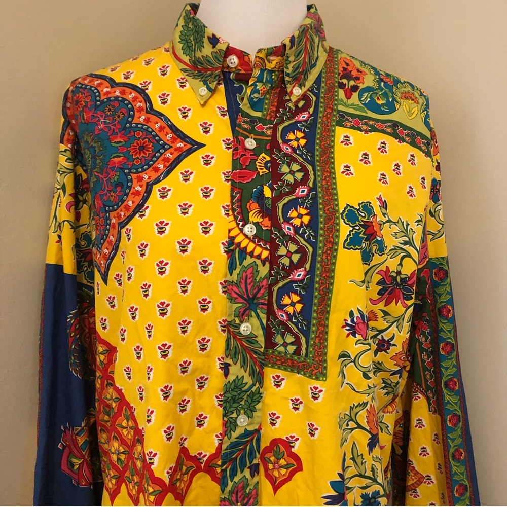 Ralph Lauren Vintage 90’s MultiColor Paisley Floral Button Down Shirt,Size-XL - Picture 4 of 16